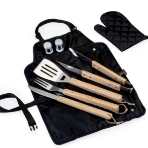 Kit Churrasco 8 Peças De Inox Com Luva E Avental