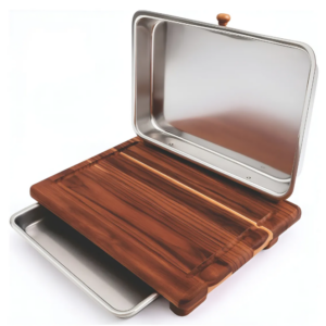 Tábua Churrasco Carne C/ Forma E Tampa Removível Preta 43cm